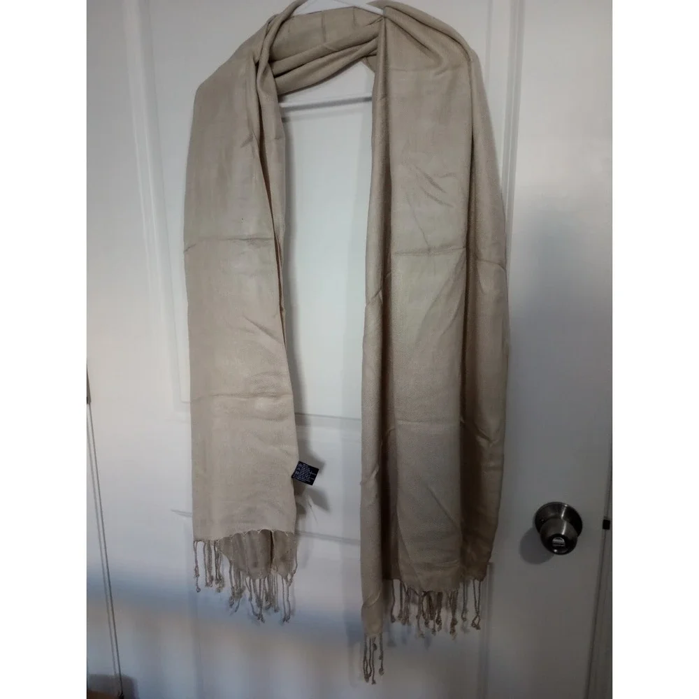 Handcrafted Rayon Shawl Wrap Scarf Beige Taupe 28